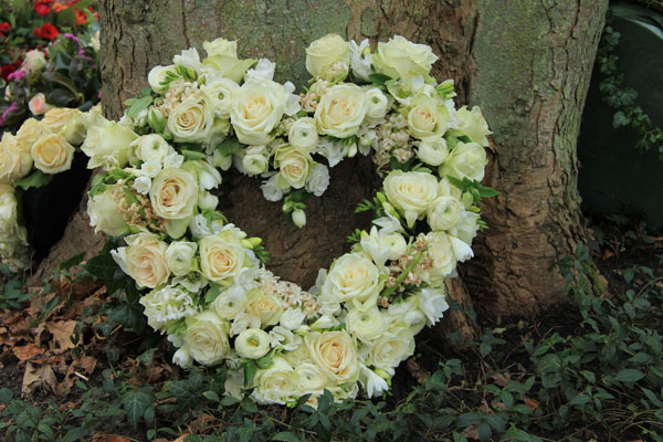 Flowers in heart shape for funeral
